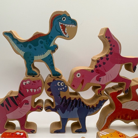 Colorful Dinosaur Wooden Stacking Toy Set - Picture 4 of 6